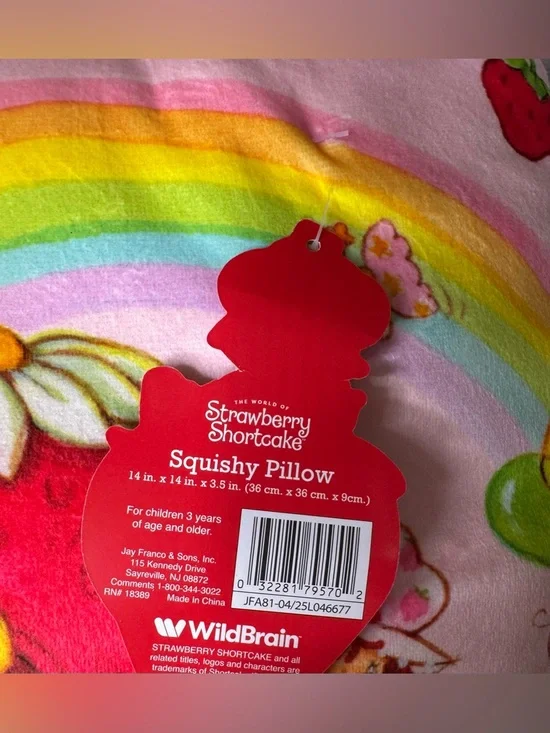 Strawberry Shortcake & friends vintage style pastel Squishy Pillow Rainbow print - Picture 2 of 3